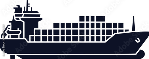 Cargo Container Ship Silhouette Illustration cargo ship freighter