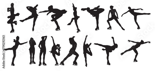 figure ice skating vector silhouettes layered fully .