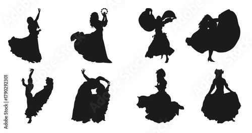 gipsy dance silhouettes vector
