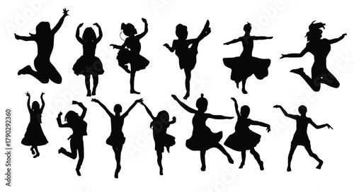 girl dancing silhouettes vector for black