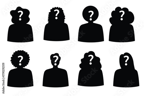 Guess who unknown person silhouette icon vector, anonymous mysterious user profile
