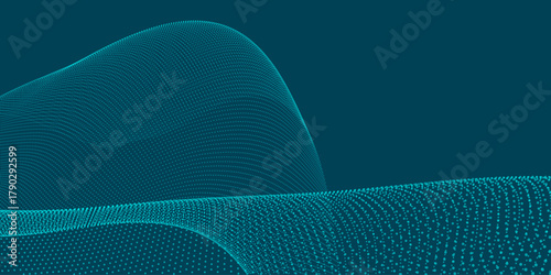 Abstract vector background with a dynamic wave. Streams of bright dots form smooth waves against a light background. The radiating light creates a sense of depth and elegance. Futuristic 3D dot wave.