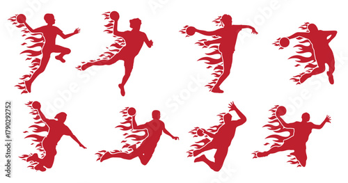 handball shoot with fire vectors