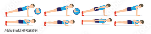 Men Push up position flat vector