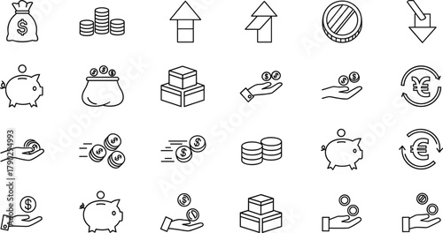 Mega Set of Hand Drawn Finance, Business, and Environmental Doodle Line Icons Vector Illustration