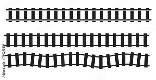 railroad train track railway contour silhouette vector