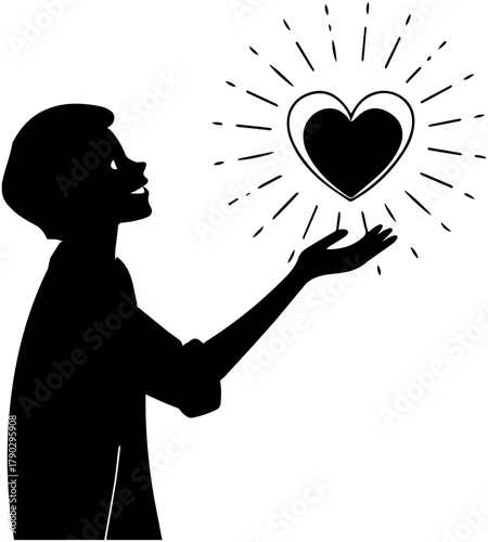 Silhouette of Person Presenting Radiant Heart – Love and Emotion