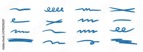 doodle brush underlines set black line sketches with pen