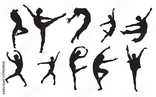 male ballet dancer poses silhouette 