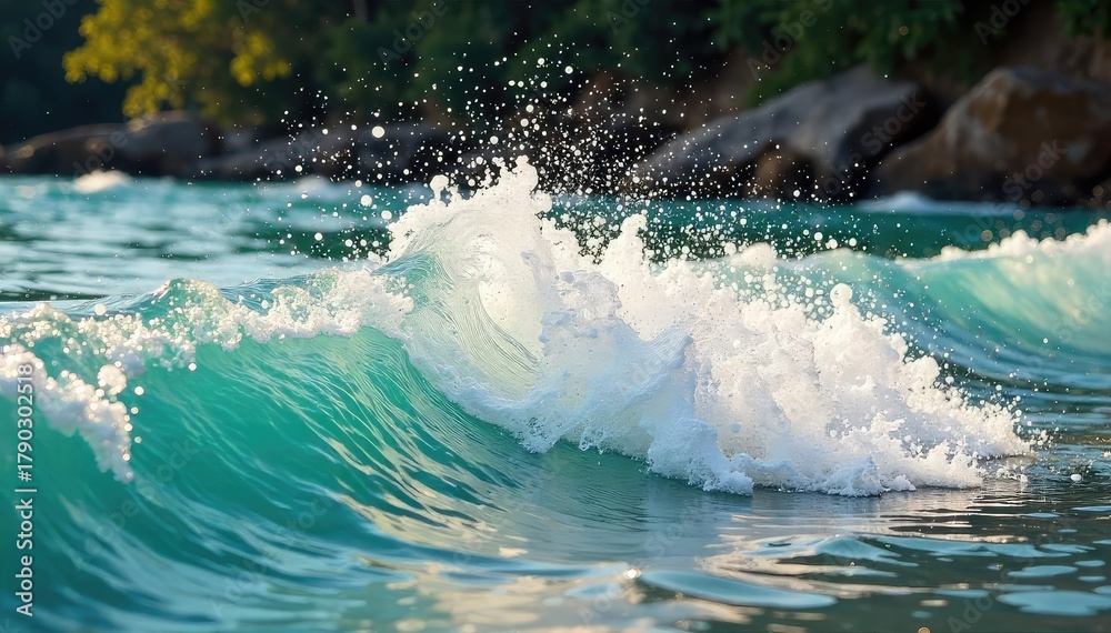 Fototapeta premium Joyful splashes of vibrant water, capturing the essence of life and energy in motion Perfect for themes of freshness, vitality, and pure, untamed nature , droplet, splash
