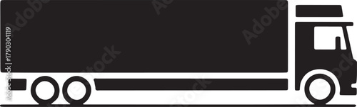 Freight truck vehicle transportation cargo delivery service icon black design