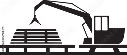 Lumber crane equipment industrial machinery transport and construction icon