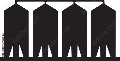 Four agricultural grain silos storage with metal container vector illustration