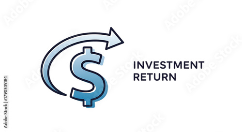 Dollar sign with upward arrow indicating financial growth and investment return concept