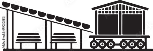 Railway station silhouette vector architecture transport infrastructure