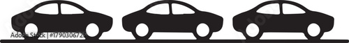Silhouette illustration of cars standing in line on the road isolated design element