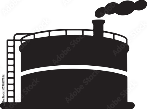 Silhouette of Oil Storage Tank on Transparent Background for Industrial Use