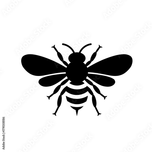 Bee Silhouette Vector Illustration - Insect Icon Design