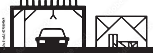 Car service icon set outline design auto repair station and maintenance isolated