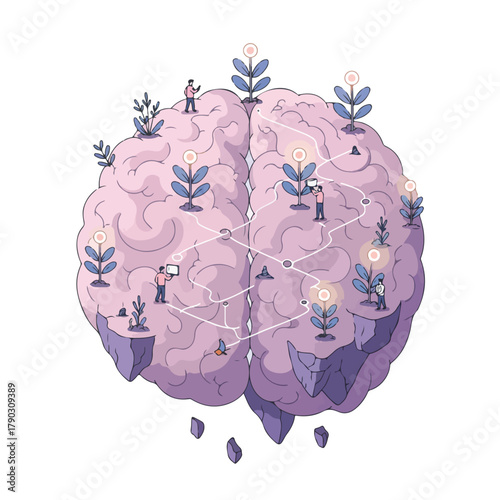 Idea Generation Pathway: Nurturing Cognitive Growth and Business Strategy Development Vector