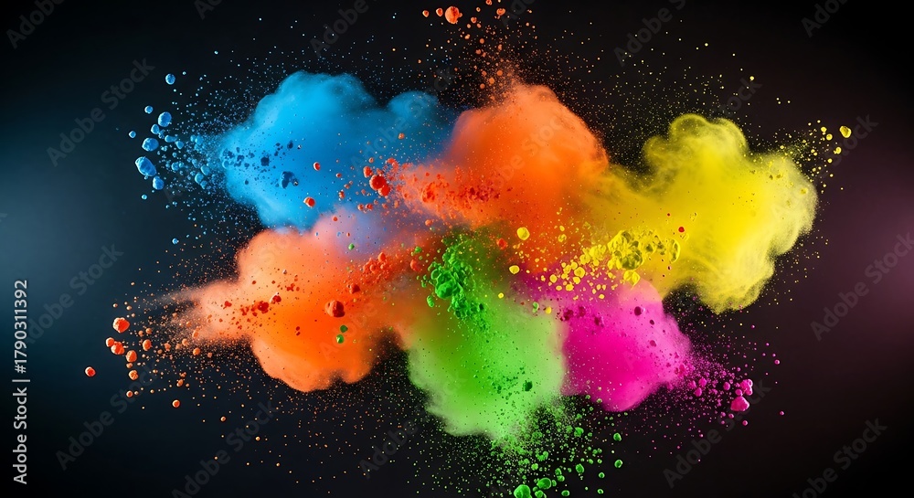 Fototapeta premium Vibrant color powder explosion abstract cloud splash burst design