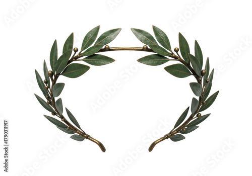 Isolated olive wreath, symbolic of victory, success and peace, with no background
