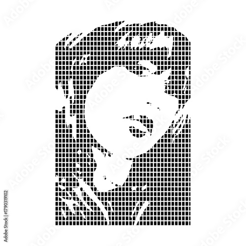 Grid Portrait Art – Abstract Black and White Face Design