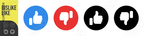 Dislike and like icon button. Thumbs up and thumb down icons in circle buttons shapes , Social media notification icons. emoji post reactions set. Vector illustration