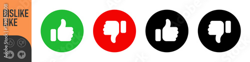 Dislike and like icon button. Thumbs up and thumb down icons in circle buttons shapes , Social media notification icons. emoji post reactions set. Vector illustration