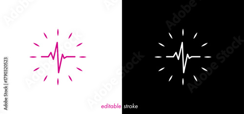 Editable stroke heart diagram, cardiogram set, heartbeat line vector design to use for healthcare, healthy lifestyle, medical laboratory, cardiology project.