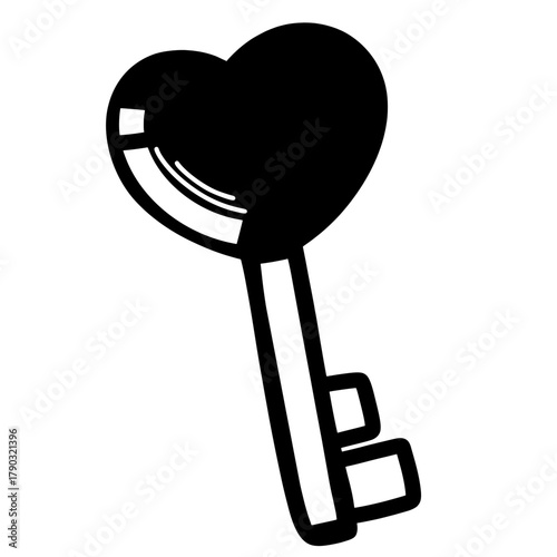 Key Of Heart Doodle Cute