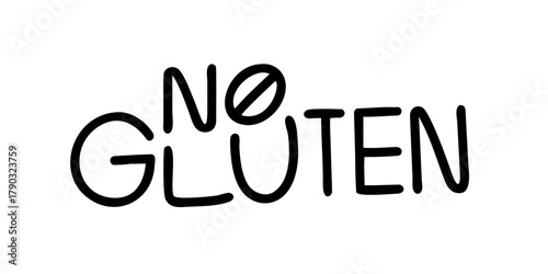 No gluten food label in minimalist style on white background  