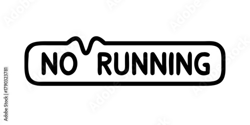 No running sign in black and white simple design  
