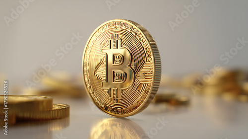 Bitcoin dourado iluminado sobre fundo brilhante simboliza a revolução financeira das criptomoedas, investimentos digitais e novos modelos econômicos no mundo moderno