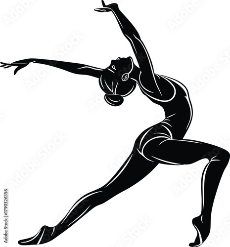 Elegant silhouette of a dancer in a graceful pose with arms extended
