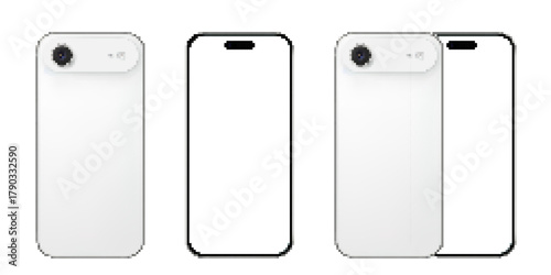 Smartphones with White Mockup Displays Against a Light Backdrop