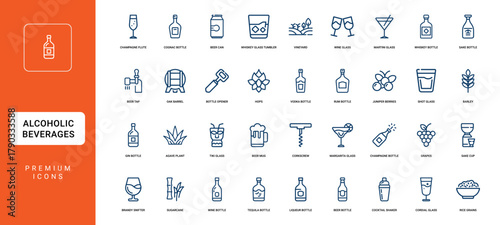 Beverage Drink Vector Line Icon Set