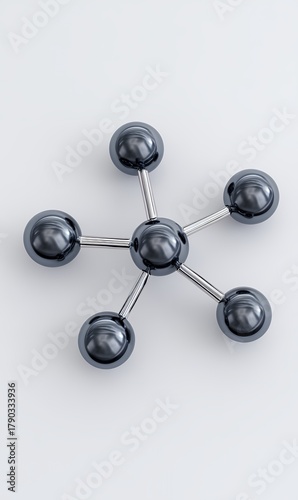 Gray Metallic Spheres Connected by Springs on a White Background 3D Render