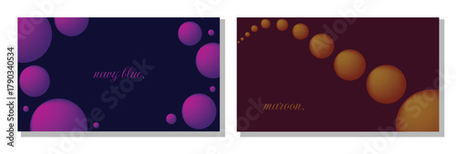 abstract ellipse background. navy blue background with purple and pink blended circles. maroon background with orange circles combined with yellow