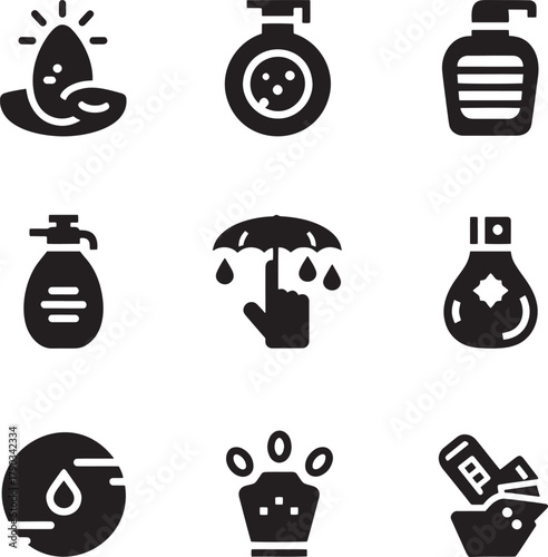 Various liquid dispenser and container icons bottle pump