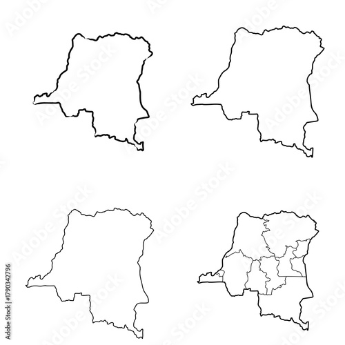 Democratic Republic of the Congo political map vector sketch