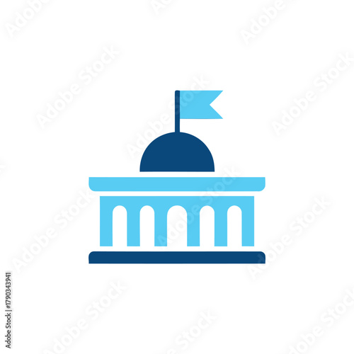 Stylized government building icon for law, justice, education, and official affairs.