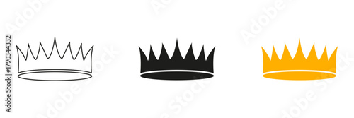 Fotografía King Queen Crown Regalia Line and Solid Icon Set
