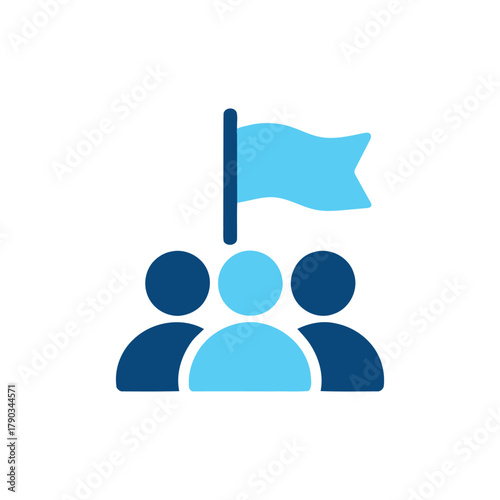 Team leadership and goal achievement icon for business success and strategy