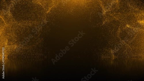 gold particles abstract frame background with golden shining stars dust bokeh glitter awards dust. 4k seamless loop