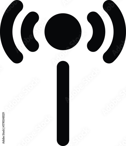 a solid black wireless signal antenna icon