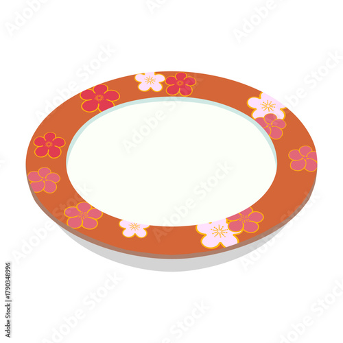梅柄の皿のイラスト