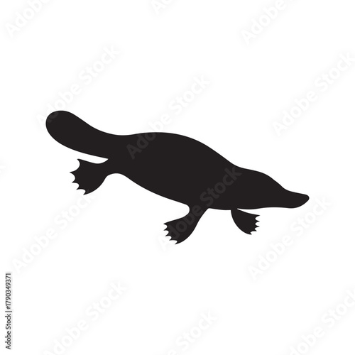 Platypus Silhouette – Minimalist Black Icon of Unique Wildlife and Australian Nature