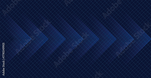A textured dark blue background features subtle geometric patterns with sharp arrows moving to the right, creating a modern and sleek design with depth and a sense of direction