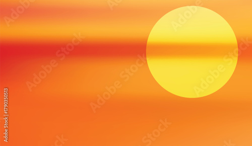 Gradient of sunset hues with a bright yellow circle evokes warmth, featuring orange and reddish undertones, creating a serene and modern abstract design for backgrounds